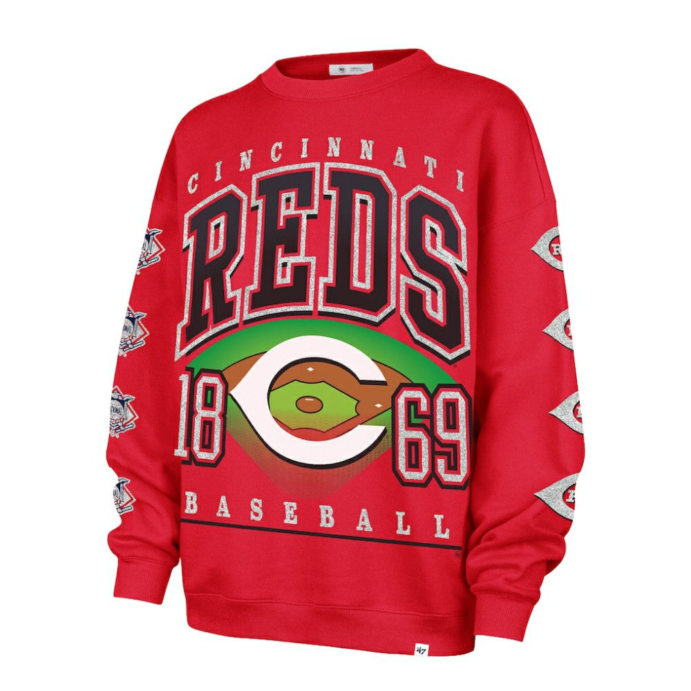 Cincinnati Reds '47 Women's Trendy Team Go Big Oversized Sweatshirt - Red Sweatshirts