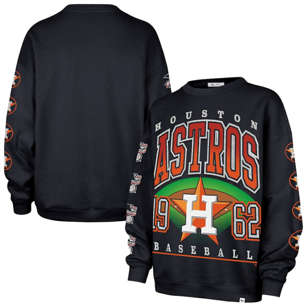 Houston Astros '47 Women's Trendy Team Go Big Oversized Sweatshirt - Navy Sweatshirts