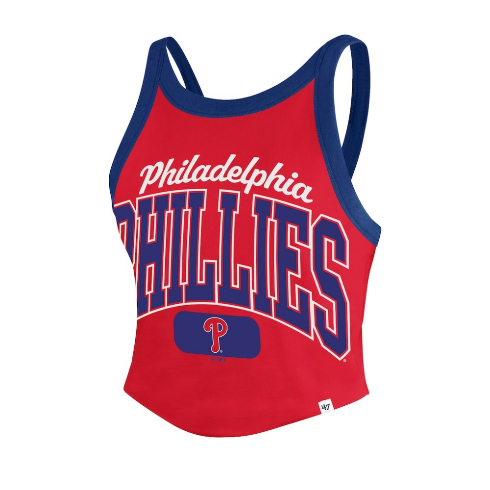 Philadelphia Phillies '47 Women's Trendy Team Rally Sporty Cropped Racerback Tank Top - Red Tanks