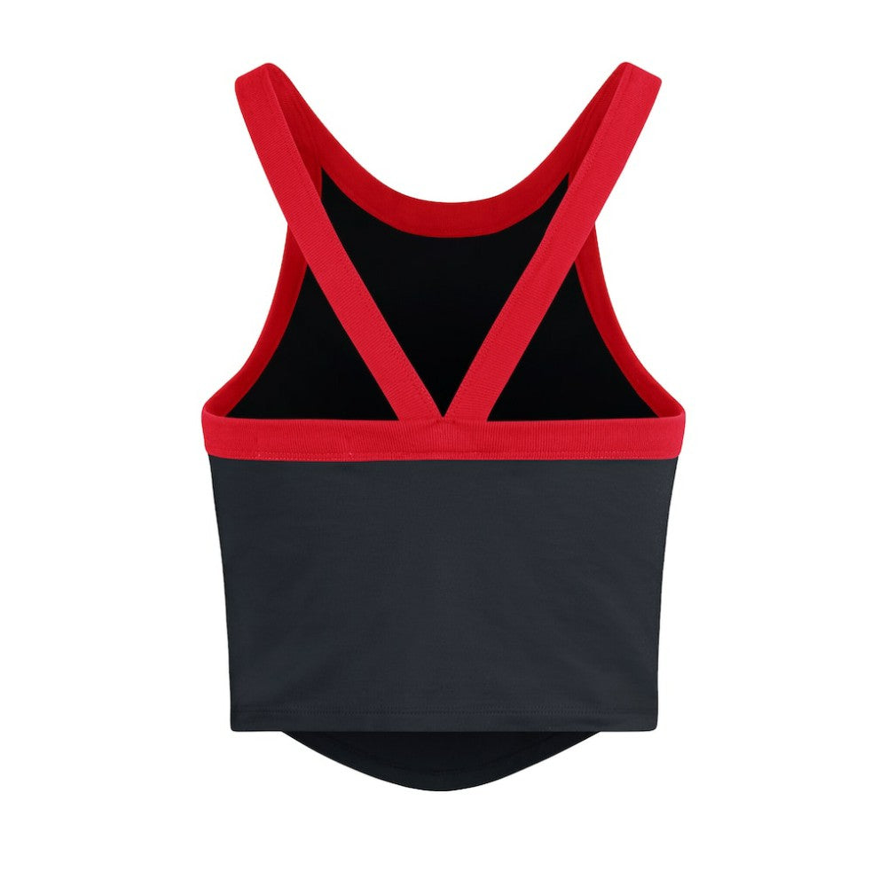 Atlanta Braves '47 Women's Trendy Team Rally Sporty Cropped Racerback Tank Top - Black Tanks