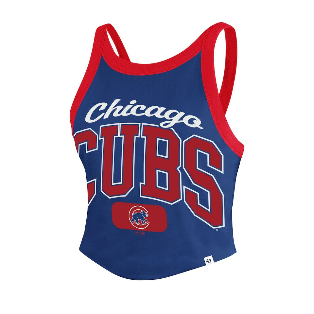 Chicago Cubs '47 Women's Trendy Team Rally Sporty Cropped Racerback Tank Top - Royal Tanks