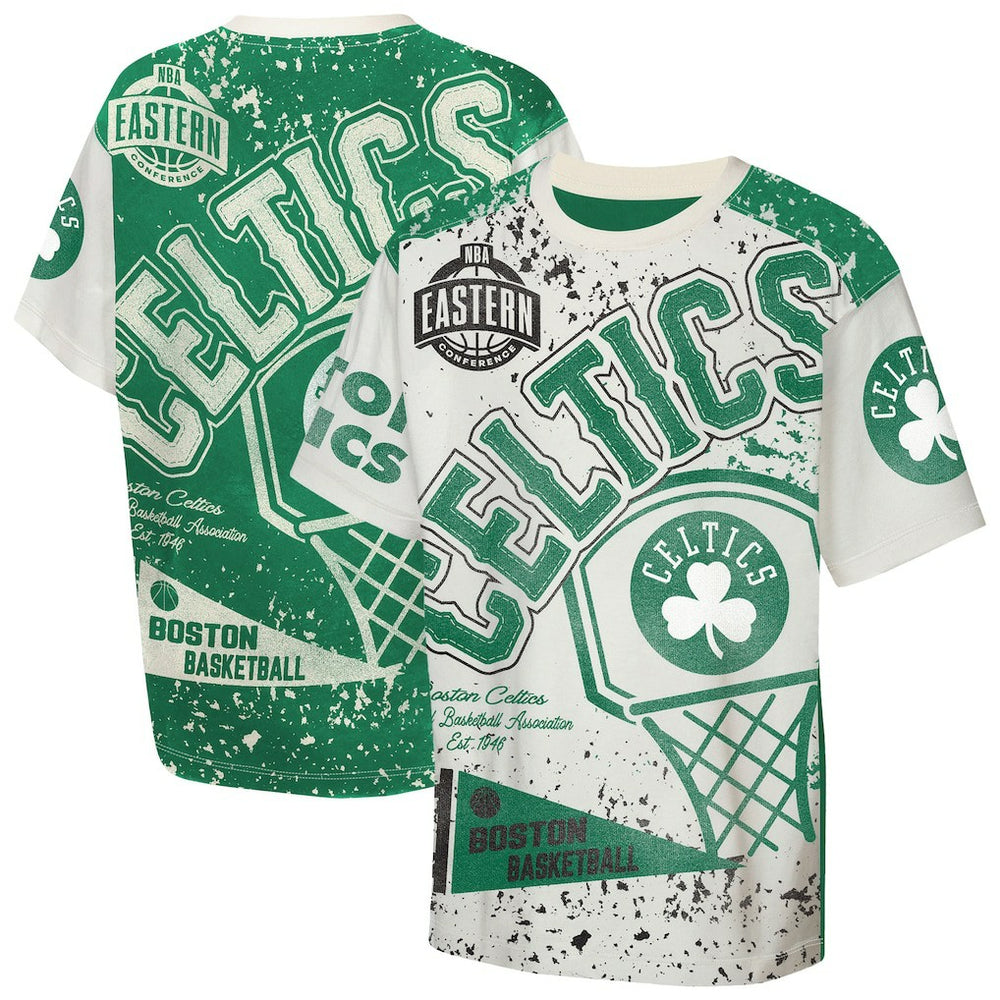 Boston Celtics Outerstuff Youth Top Player All-Over-Print T-Shirt Cream
