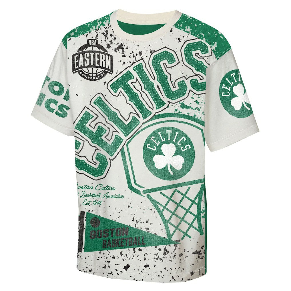 Boston Celtics Outerstuff Youth Top Player All-Over-Print T-Shirt Cream