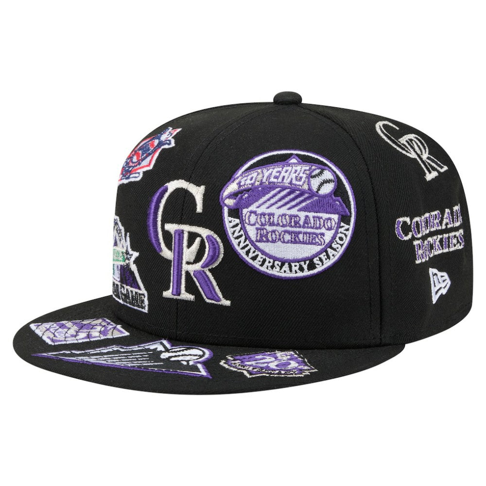 Colorado Rockies New Era All Over 59FIFTY Fitted Hat - Black Hats