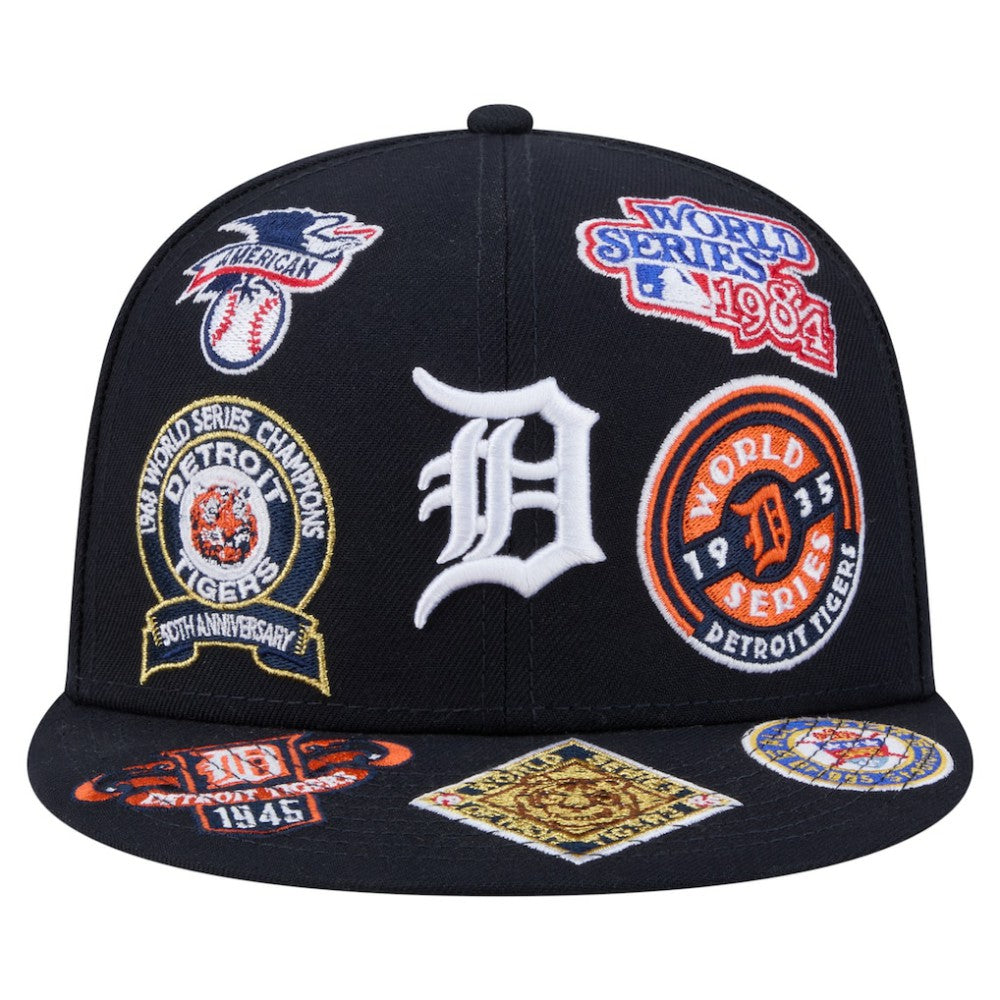 Detroit Tigers New Era All Over 59FIFTY Fitted Hat - Navy Hats