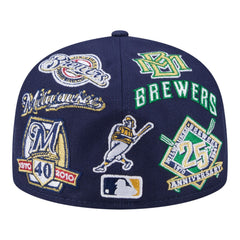 Milwaukee Brewers New Era All Over 59FIFTY Fitted Hat - Navy Hats