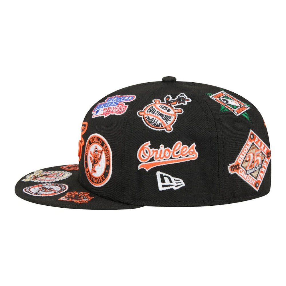 Baltimore Orioles New Era All Over 59FIFTY Fitted Hat - Black Hats