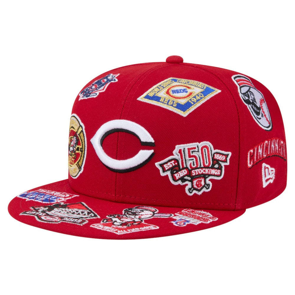Cincinnati Reds New Era All Over 59FIFTY Fitted Hat - Red Hats