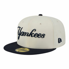 New York Yankees New Era Two-Tone Stitch 59FIFTY Fitted Hat - Cream Hats