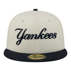 New York Yankees New Era Two-Tone Stitch 59FIFTY Fitted Hat - Cream Hats