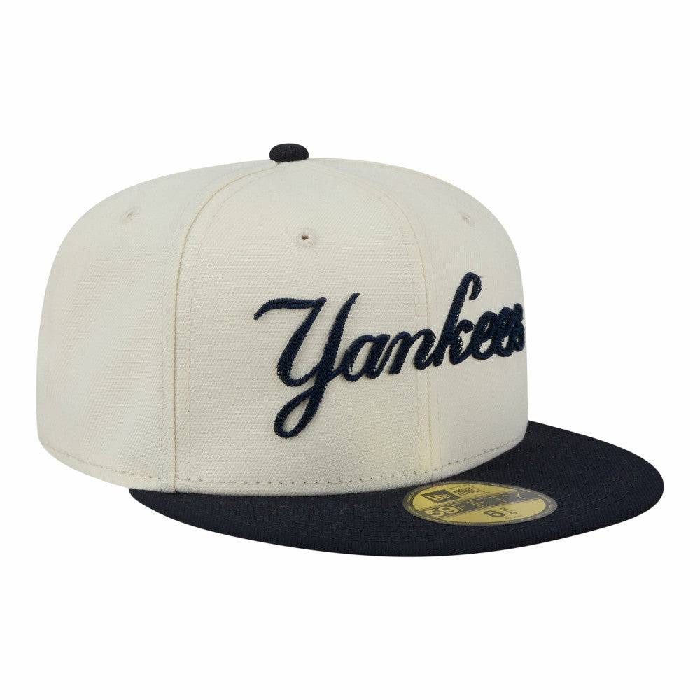 New York Yankees New Era Two-Tone Stitch 59FIFTY Fitted Hat - Cream Hats