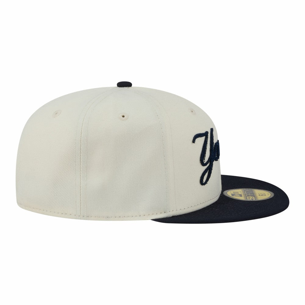 New York Yankees New Era Two-Tone Stitch 59FIFTY Fitted Hat - Cream Hats