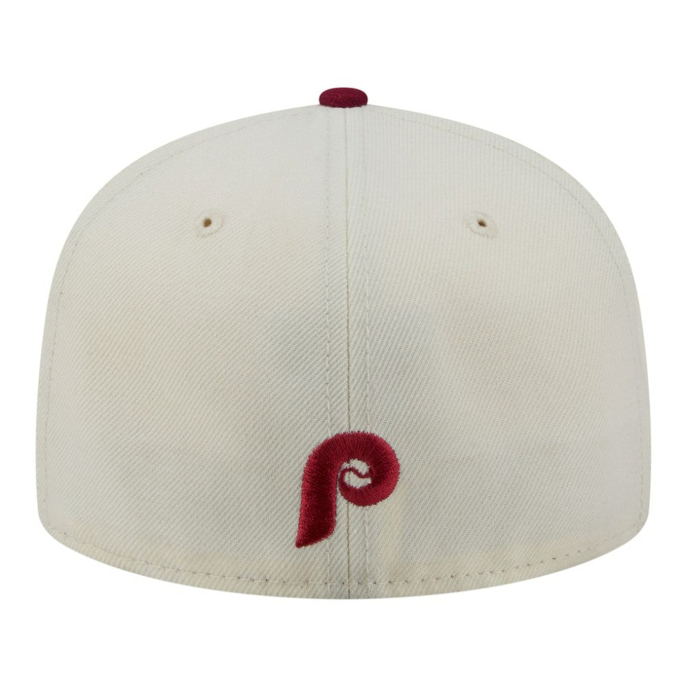 Philadelphia Phillies New Era Two-Tone Stitch 59FIFTY Fitted Hat - Cream Hats