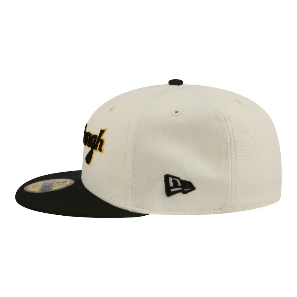 Pittsburgh Pirates New Era Two-Tone Stitch 59FIFTY Fitted Hat - Cream Hats