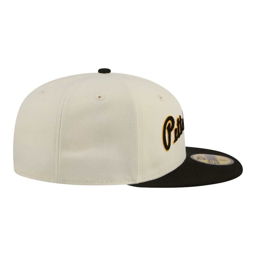 Pittsburgh Pirates New Era Two-Tone Stitch 59FIFTY Fitted Hat - Cream Hats