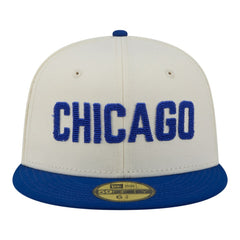 Chicago Cubs New Era Two-Tone Stitch 59FIFTY Fitted Hat - Cream Hats