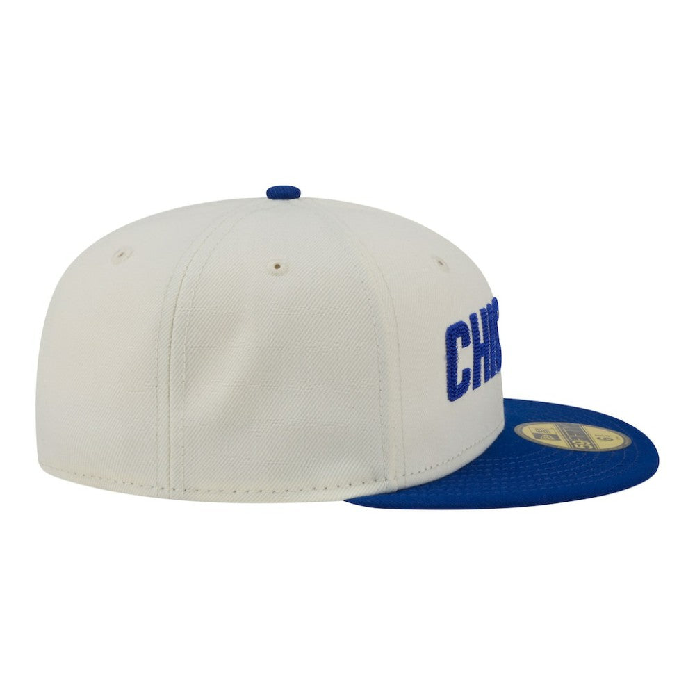 Chicago Cubs New Era Two-Tone Stitch 59FIFTY Fitted Hat - Cream Hats