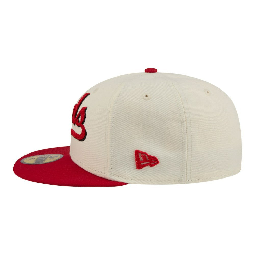 Cincinnati Reds New Era Two-Tone Stitch 59FIFTY Fitted Hat - Cream Hats