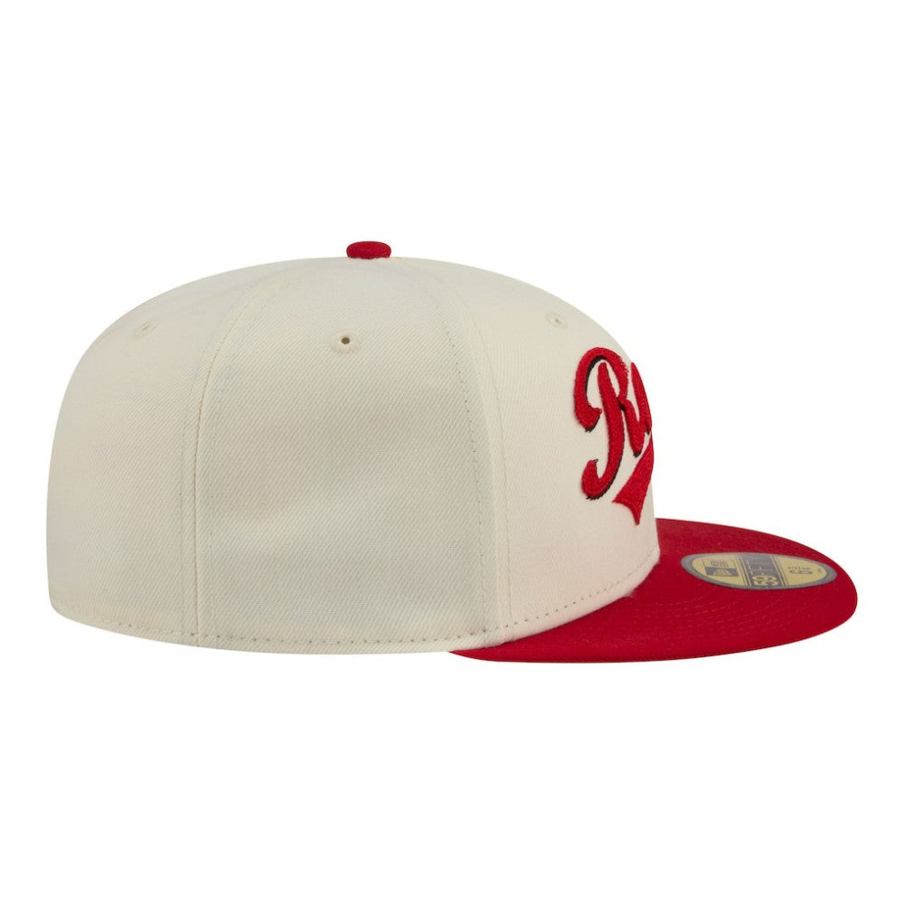 Cincinnati Reds New Era Two-Tone Stitch 59FIFTY Fitted Hat - Cream Hats