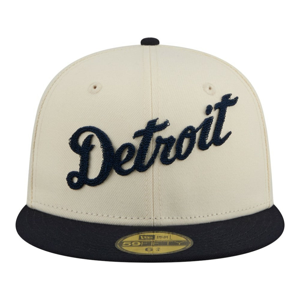 Detroit Tigers New Era Two-Tone Stitch 59FIFTY Fitted Hat - Cream Hats