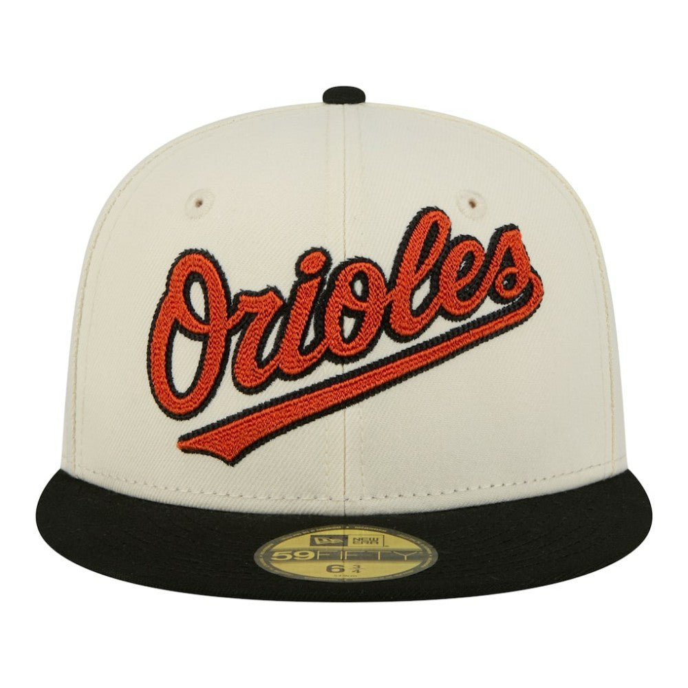 Baltimore Orioles New Era Two-Tone Stitch 59FIFTY Fitted Hat - Cream Hats