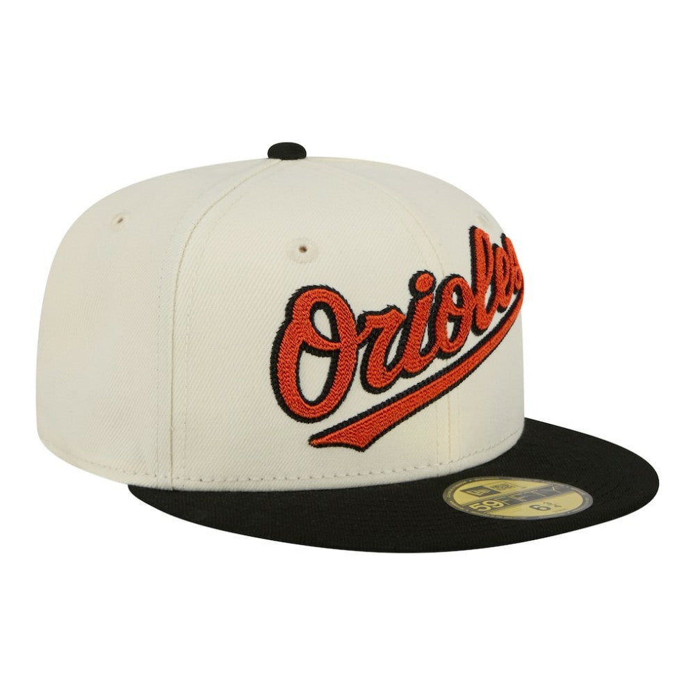 Baltimore Orioles New Era Two-Tone Stitch 59FIFTY Fitted Hat - Cream Hats