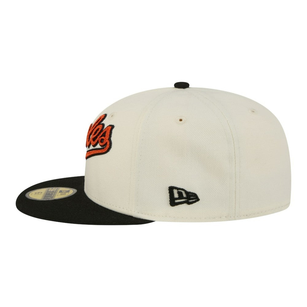 Baltimore Orioles New Era Two-Tone Stitch 59FIFTY Fitted Hat - Cream Hats