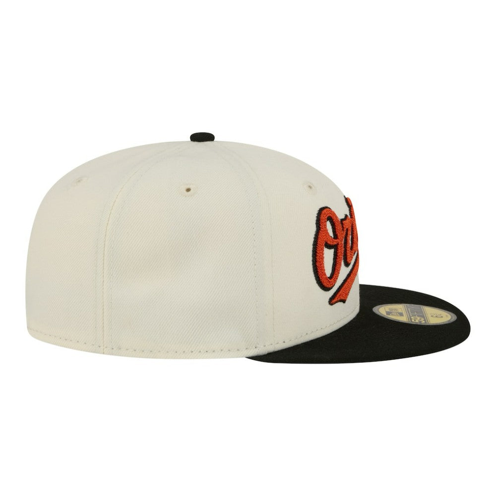 Baltimore Orioles New Era Two-Tone Stitch 59FIFTY Fitted Hat - Cream Hats