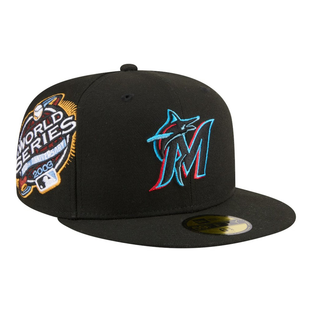 Miami Marlins New Era Hidden Hit 59FIFTY Fitted Hat - Black Hats