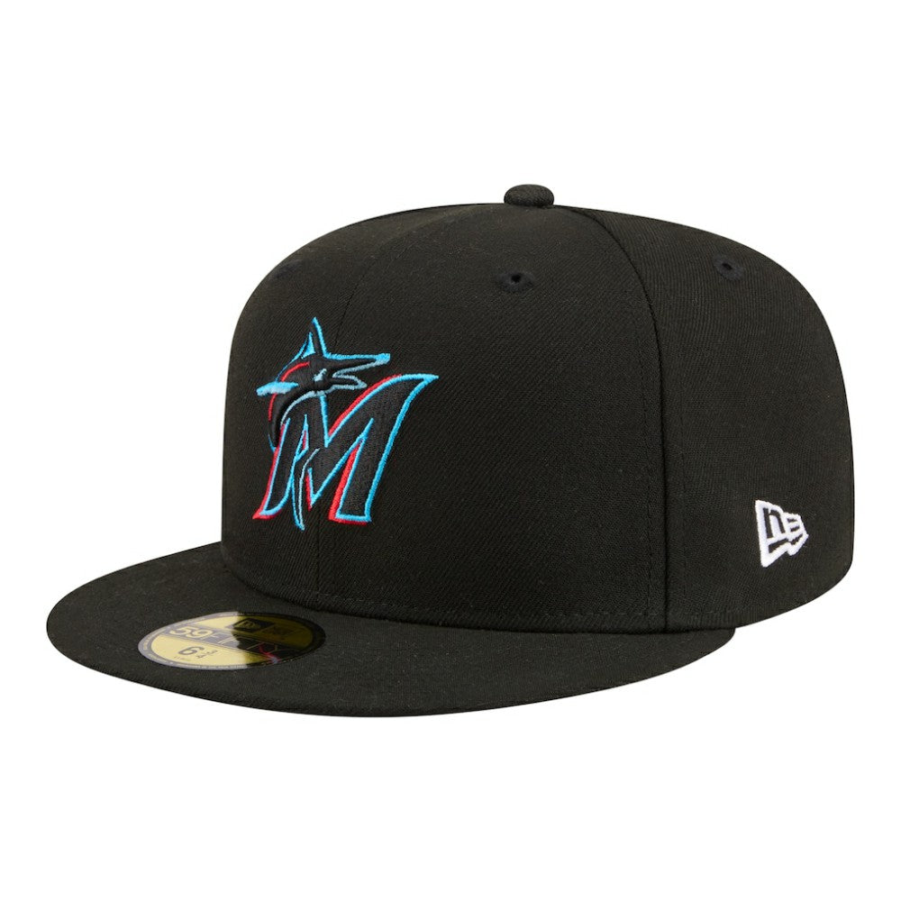 Miami Marlins New Era Hidden Hit 59FIFTY Fitted Hat - Black Hats