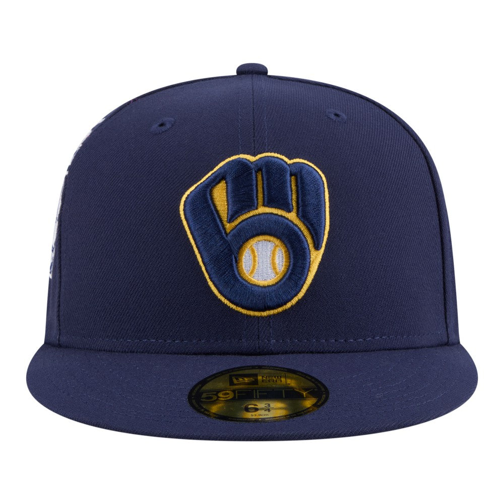 Milwaukee Brewers New Era Hidden Hit 59FIFTY Fitted Hat - Navy Hats