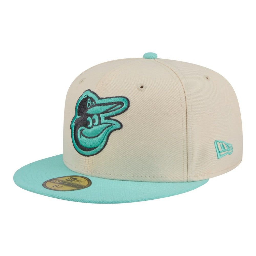 Baltimore Orioles New Era Two-Tone Color Pack 59FIFTY Fitted Hat - Light Beige/Turquoise Hats