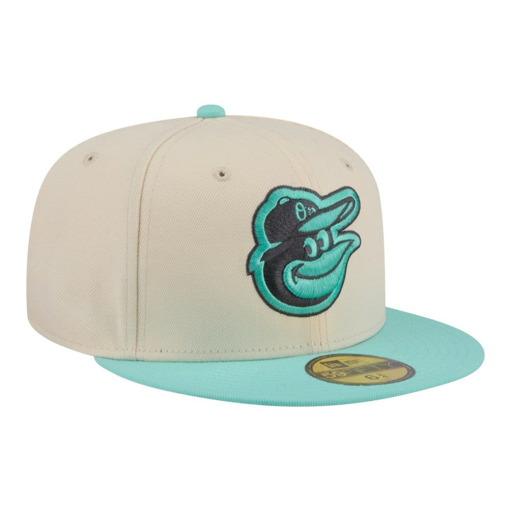 Baltimore Orioles New Era Two-Tone Color Pack 59FIFTY Fitted Hat - Light Beige/Turquoise Hats