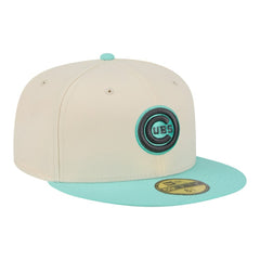 Chicago Cubs New Era Two-Tone Color Pack 59FIFTY Fitted Hat - Light Beige/Turquoise Hats