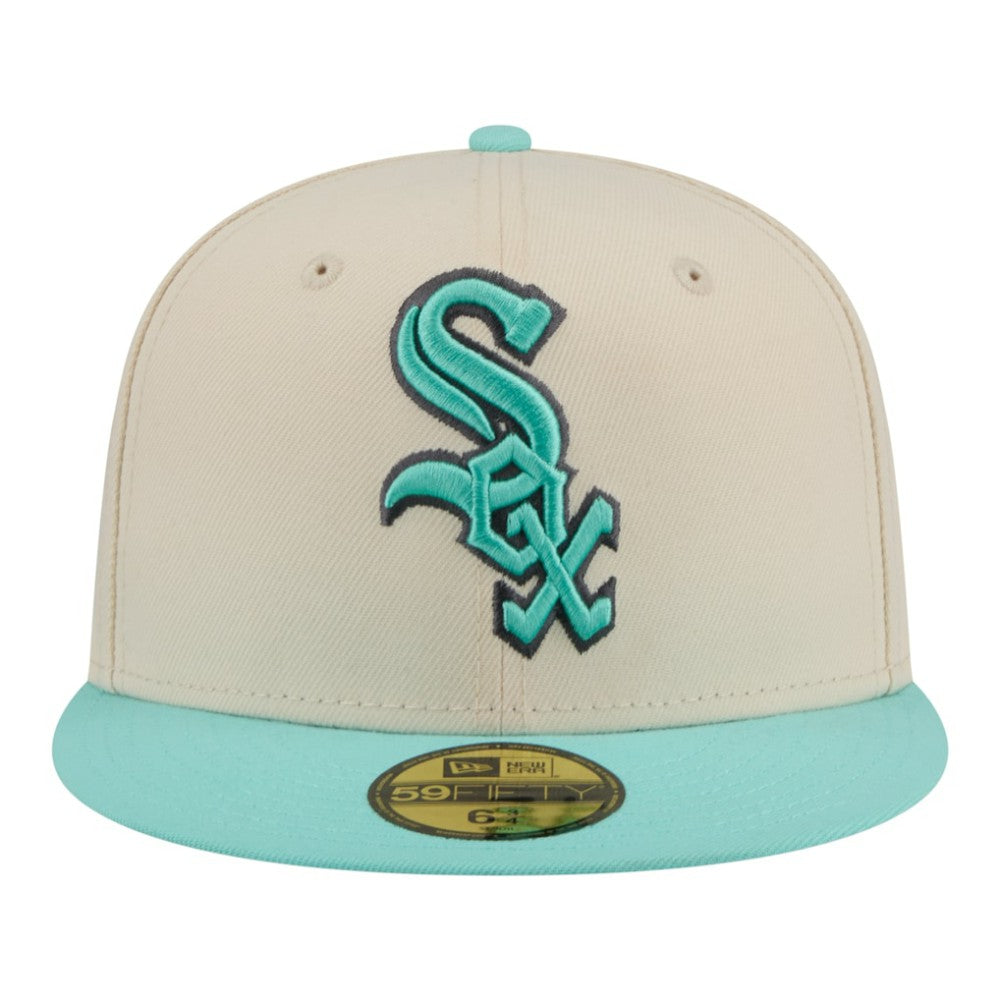 Chicago White Sox New Era Two-Tone Color Pack 59FIFTY Fitted Hat - Light Beige/Turquoise Hats