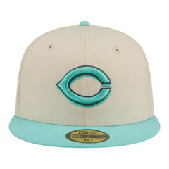 Cincinnati Reds New Era Two-Tone Color Pack 59FIFTY Fitted Hat - Light Beige/Turquoise Hats