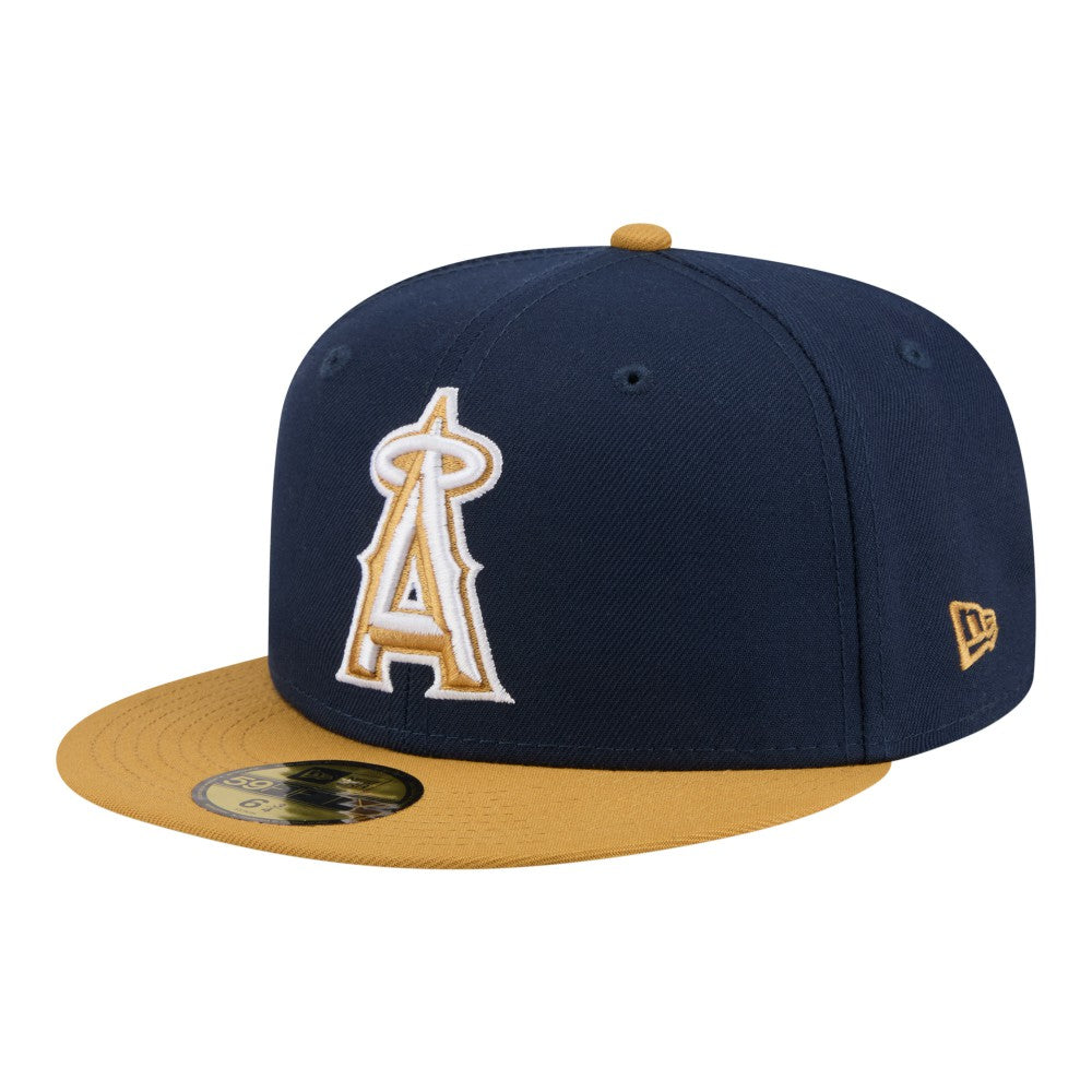 Los Angeles Angels New Era Two-Tone Color Pack 59FIFTY Fitted Hat - Navy/Khaki Hats