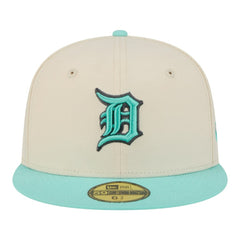 Detroit Tigers New Era Two-Tone Color Pack 59FIFTY Fitted Hat - Light Beige/Turquoise Hats