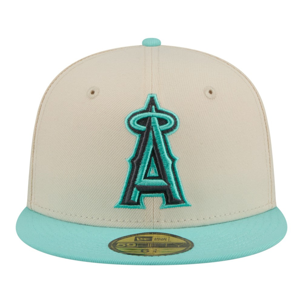 Los Angeles Angels New Era Two-Tone Color Pack 59FIFTY Fitted Hat - Light Beige/Turquoise Hats
