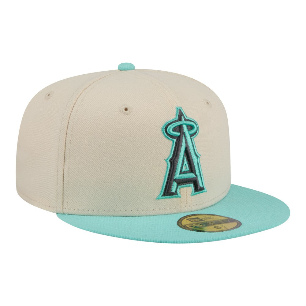 Los Angeles Angels New Era Two-Tone Color Pack 59FIFTY Fitted Hat - Light Beige/Turquoise Hats