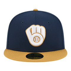 Milwaukee Brewers New Era Two-Tone Color Pack 59FIFTY Fitted Hat - Navy/Khaki Hats