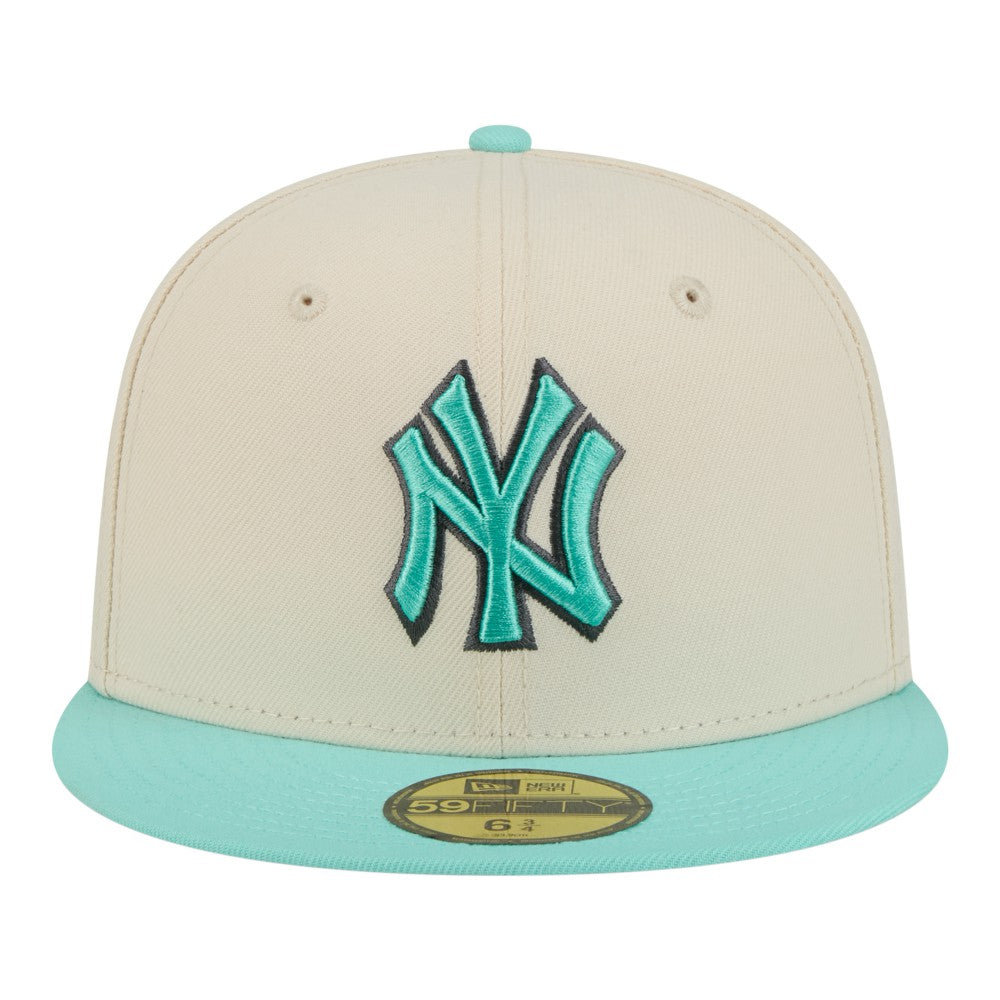 New York Yankees New Era Two-Tone Color Pack 59FIFTY Fitted Hat - Light Beige/Turquoise Hats