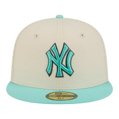 New York Yankees New Era Two-Tone Color Pack 59FIFTY Fitted Hat - Light Beige/Turquoise Hats