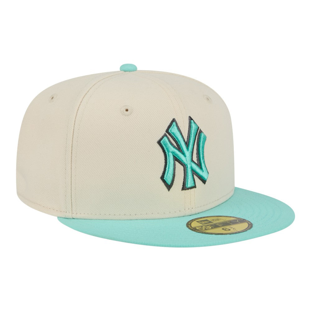New York Yankees New Era Two-Tone Color Pack 59FIFTY Fitted Hat - Light Beige/Turquoise Hats