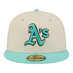 Athletics New Era Two-Tone Color Pack 59FIFTY Fitted Hat - Light Beige/Turquoise Hats