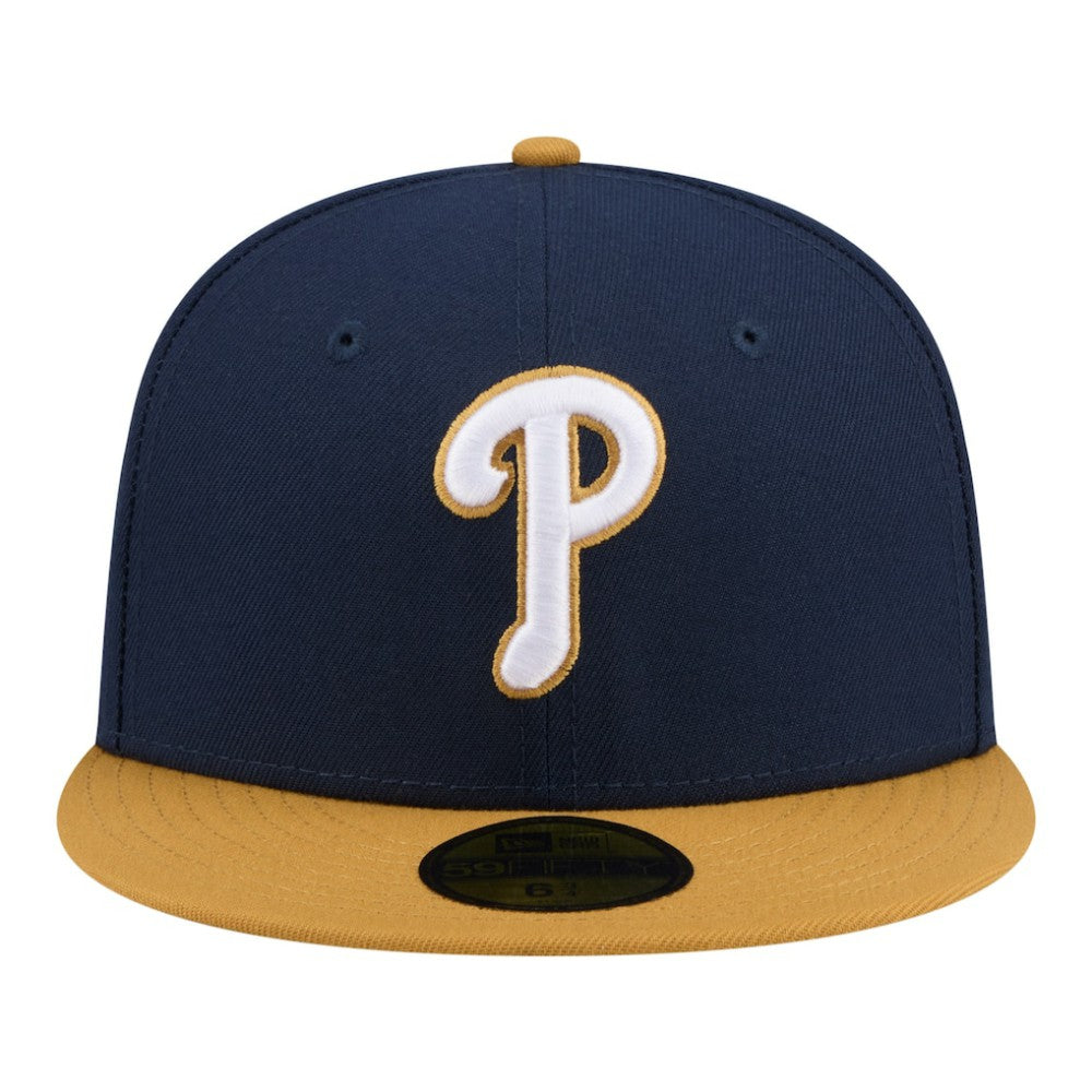 Philadelphia Phillies New Era Two-Tone Color Pack 59FIFTY Fitted Hat - Navy/Khaki Hats