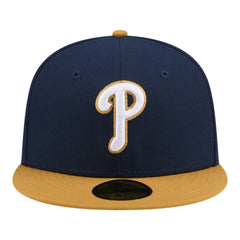 Philadelphia Phillies New Era Two-Tone Color Pack 59FIFTY Fitted Hat - Navy/Khaki Hats