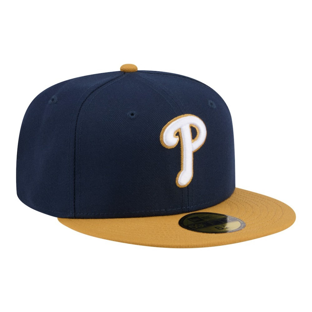 Philadelphia Phillies New Era Two-Tone Color Pack 59FIFTY Fitted Hat - Navy/Khaki Hats