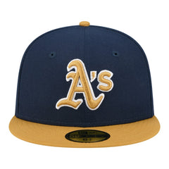 Athletics New Era Two-Tone Color Pack 59FIFTY Fitted Hat - Navy/Khaki Hats