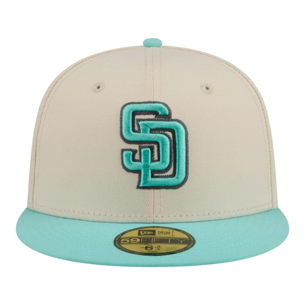 San Diego Padres New Era Two-Tone Color Pack 59FIFTY Fitted Hat - Light Beige/Turquoise Hats